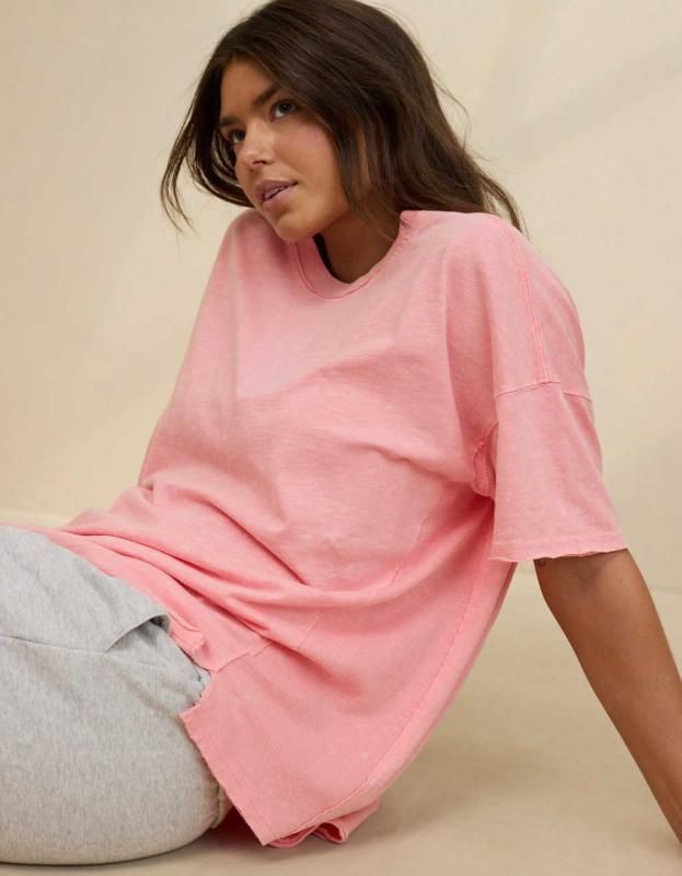 Coral Plain Oversized T-Shirt