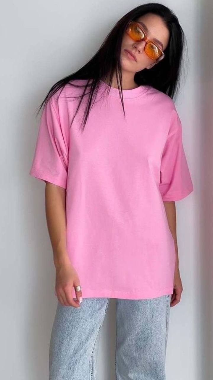 Light Baby Pink Plain Oversized T-Shirt