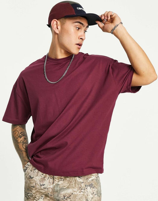 Maroon Plain Oversized T-Shirt