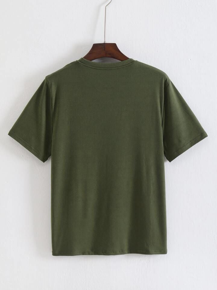 Olive Green Plain Oversized T-Shirt