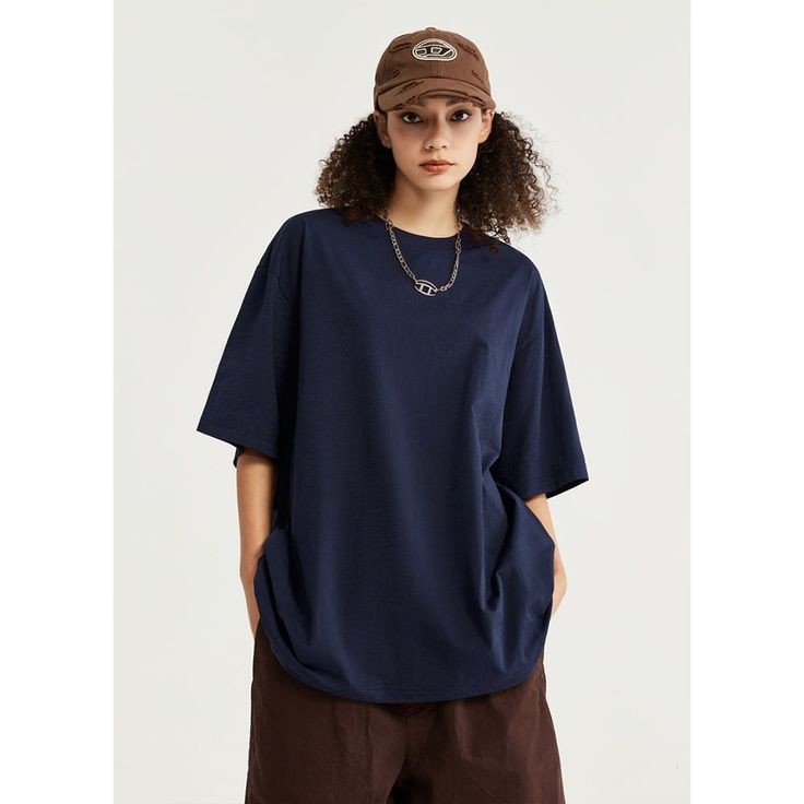 Navy Blue Plain Oversized T-Shirt